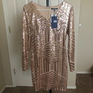 Gold Sequin Long Sleeve Bodycon Dress